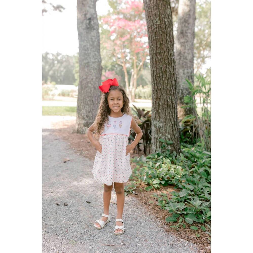 NEW KREWE popsicle trio swiss dot dress in white